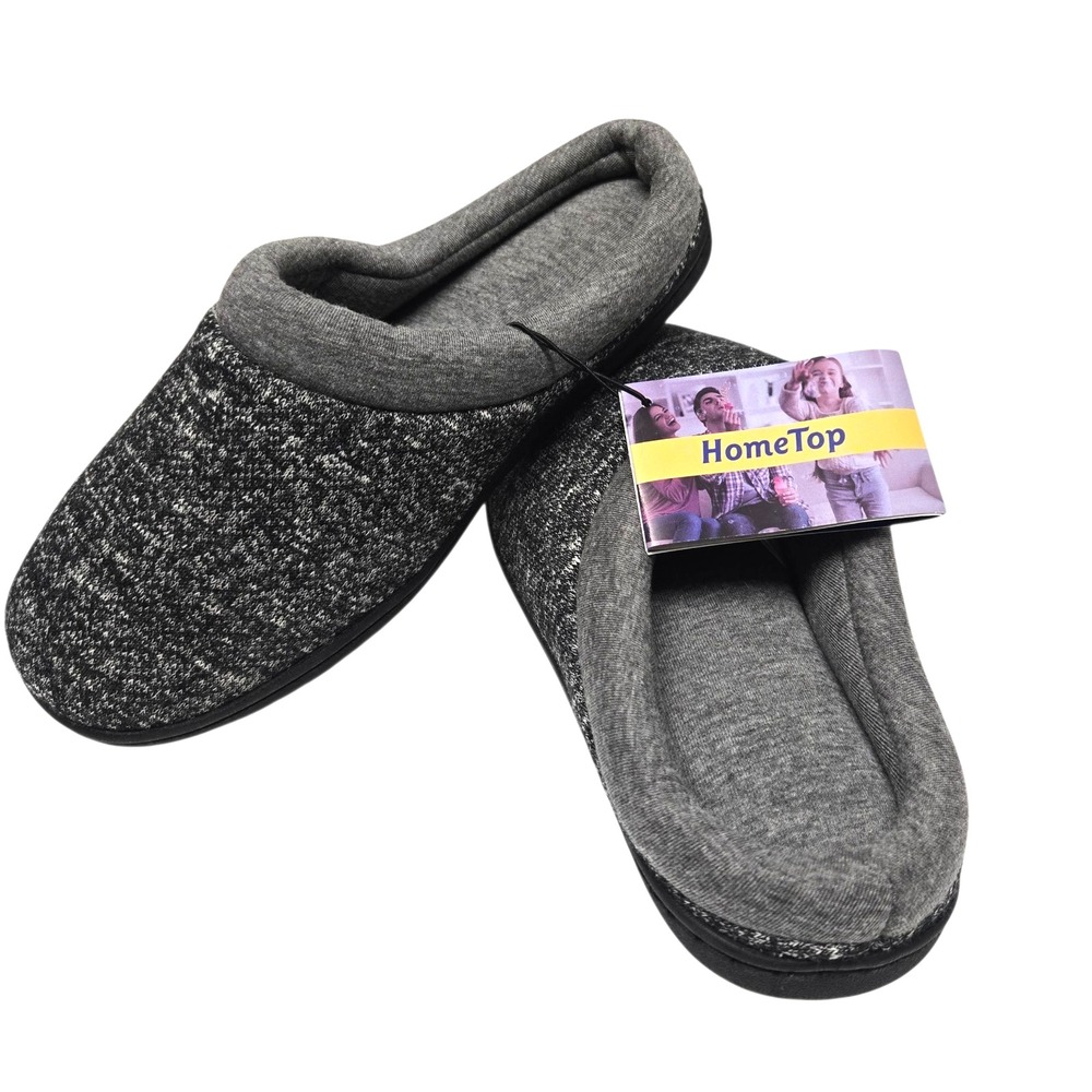 HomeTop womens slip on slippers Comfort Memory Foam Size M 7 - 8 Gray NEW NWT